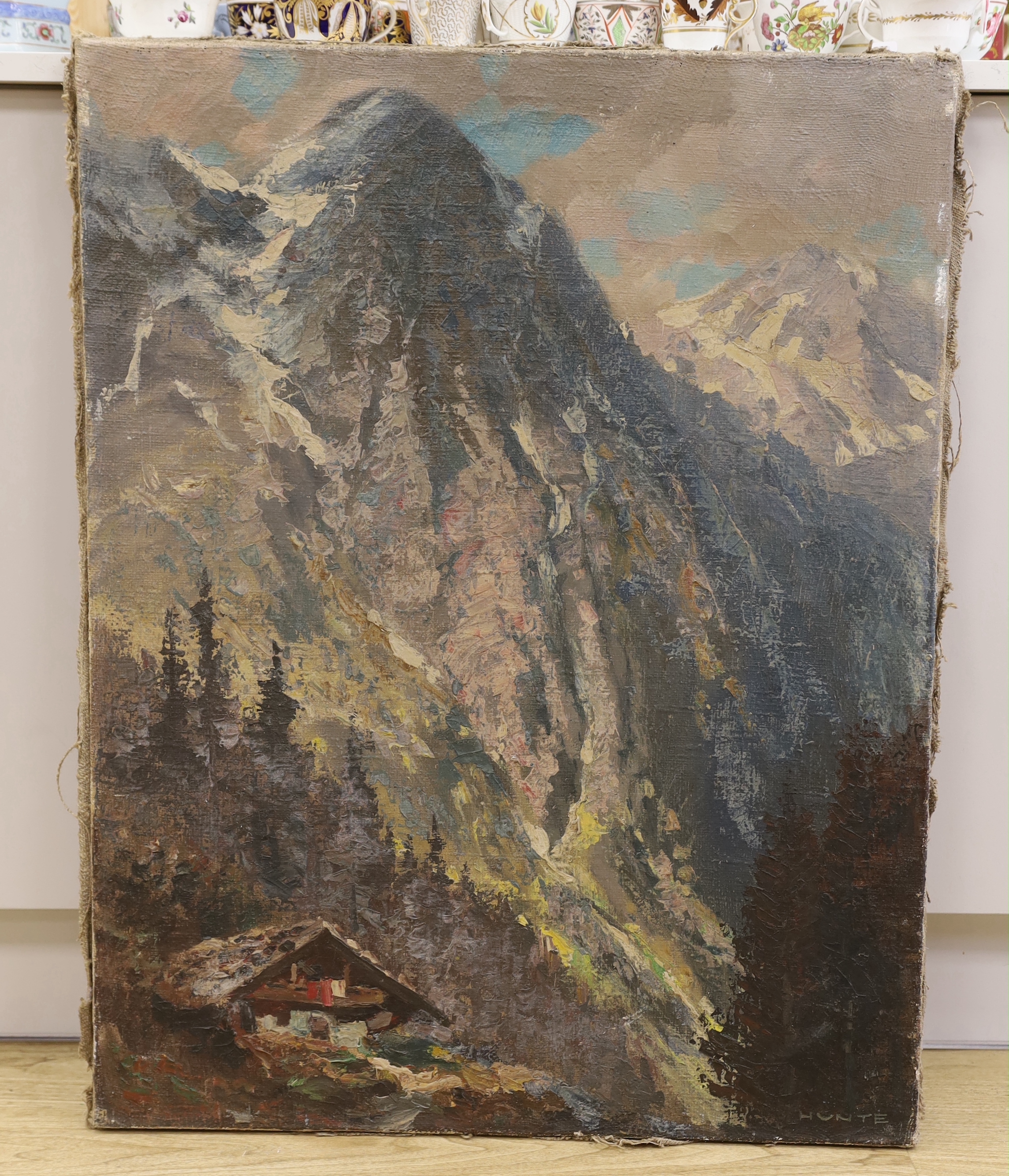 Otto Hunte (German, 1881-1960), oil on canvas, 'Steilwain & Barfusch (Zell aux See)', signed, 90 x 70cm, unframed